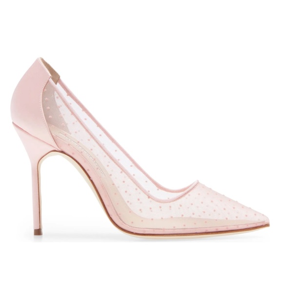 NIB $795 Manolo Blahnik BB Swiss Dot Pointed Toe Pump in Pink! - Picture 3 of 15